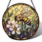 Stained Glass Window Hanging, Vintage Bee Yellow Flower Sun Catcher for Window Door Home Decor Suncatcher Christmas Mother's Day Birthday Gifts for Women Men Mom and Nana 7.8 in